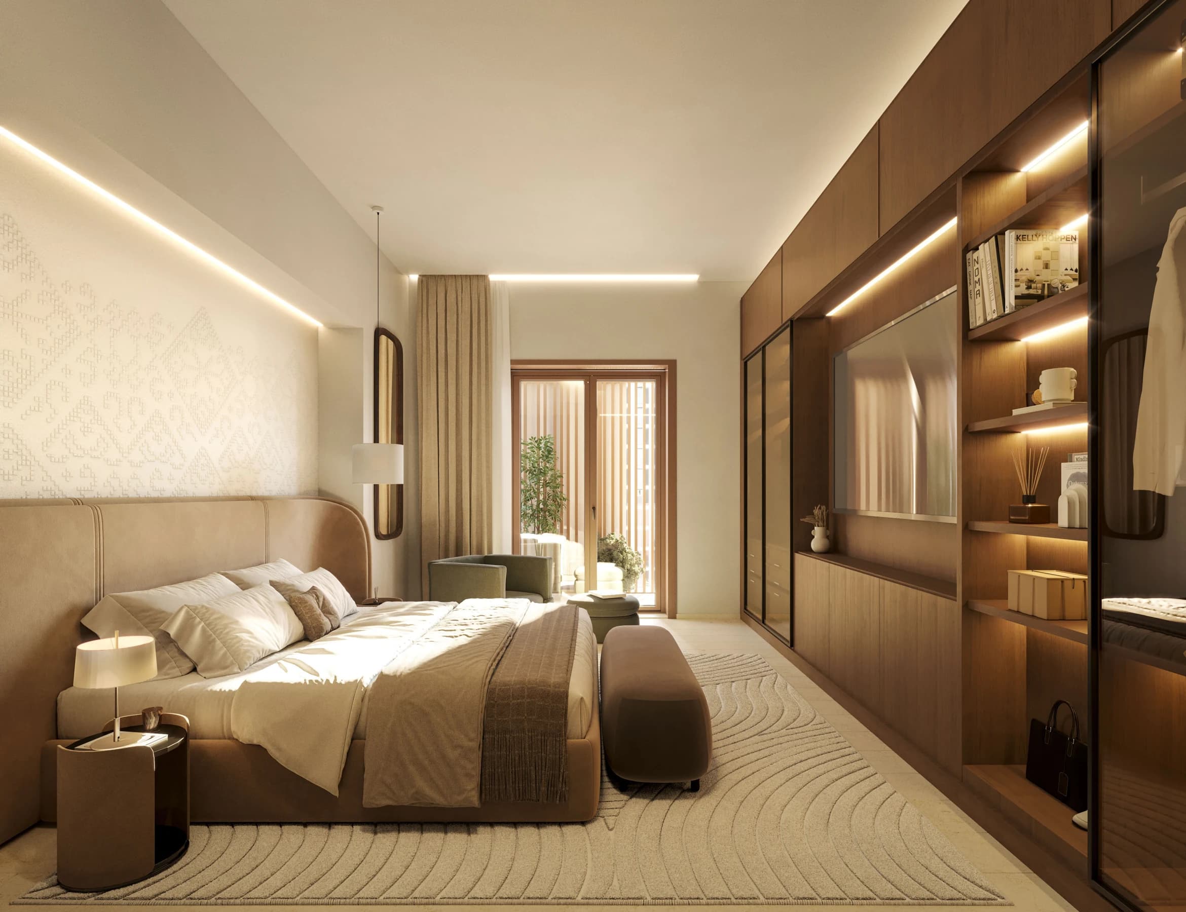 Élevée bedroom interior, architectural render supplied by ZOOD
