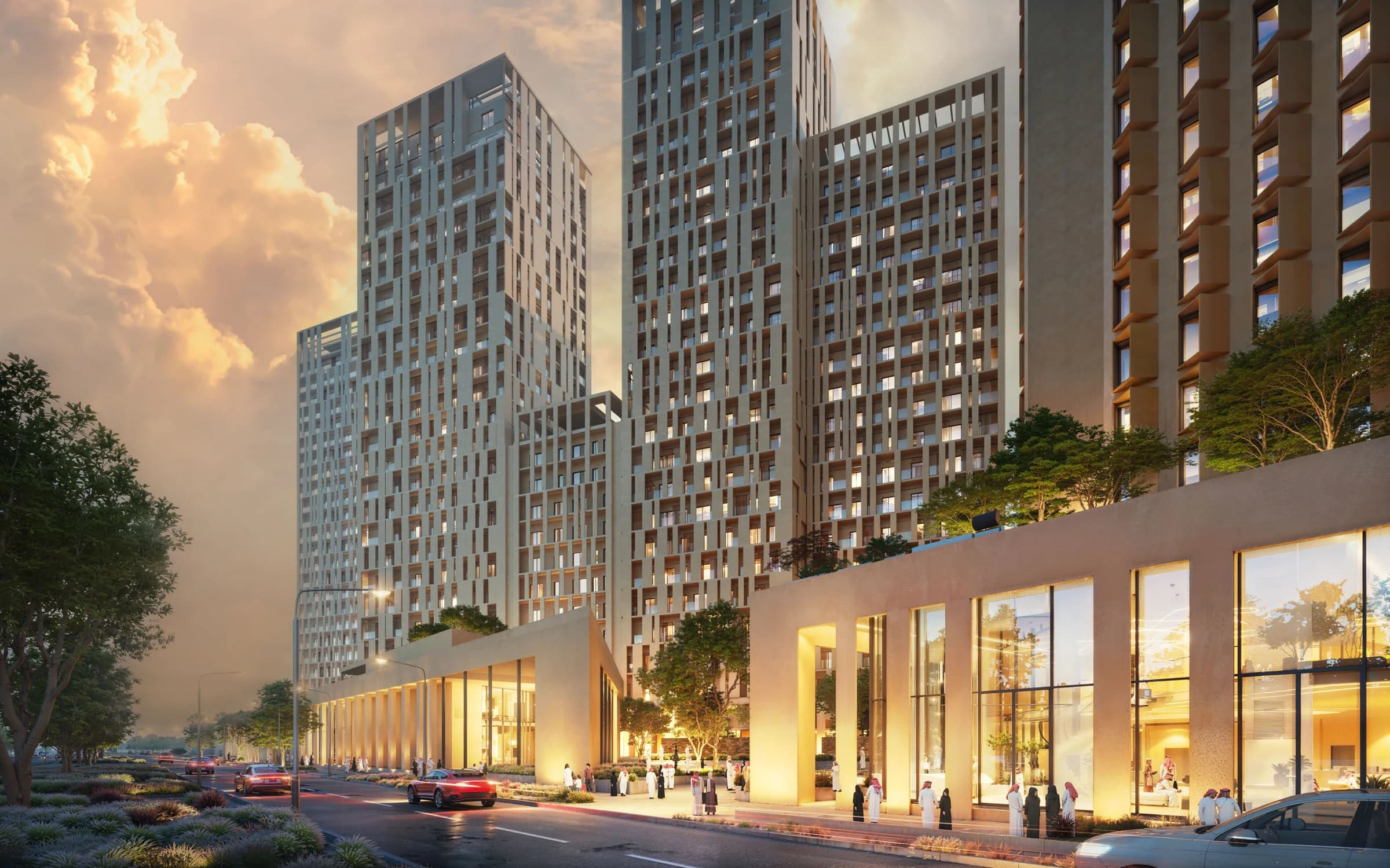 Élevée building facade and street frontage, architectural render supplied by ZOOD