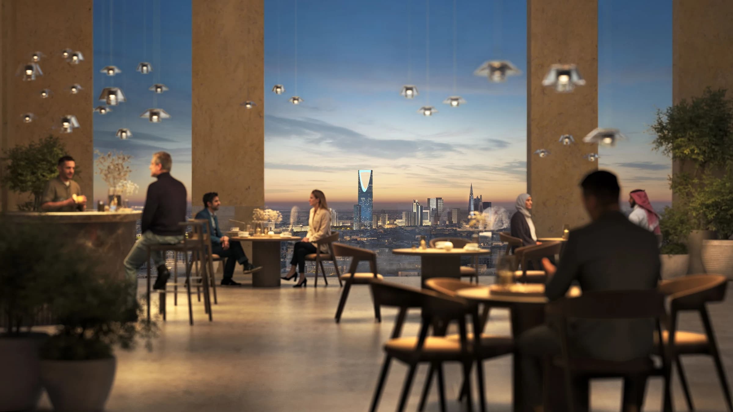Élevée social space with city views, architectural render supplied by ZOOD