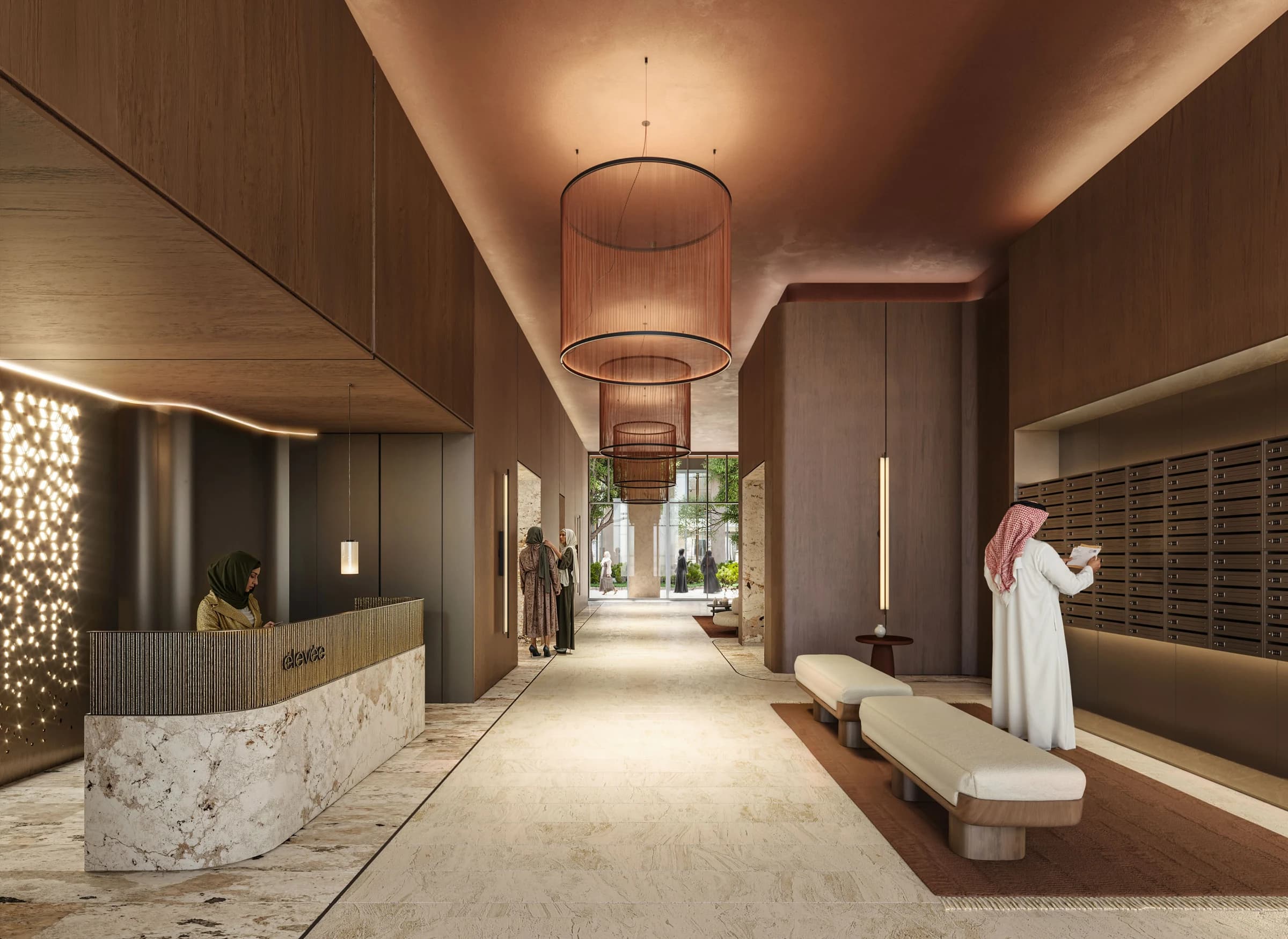Élevée reception and entrance hall, architectural render supplied by ZOOD