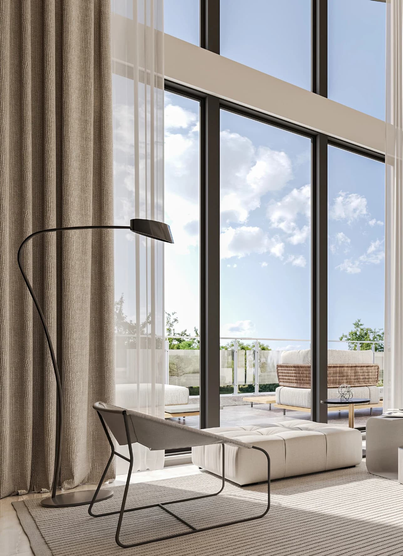 OSUS Eye apartment interior beside a garden terrace, image from the supplied brochure