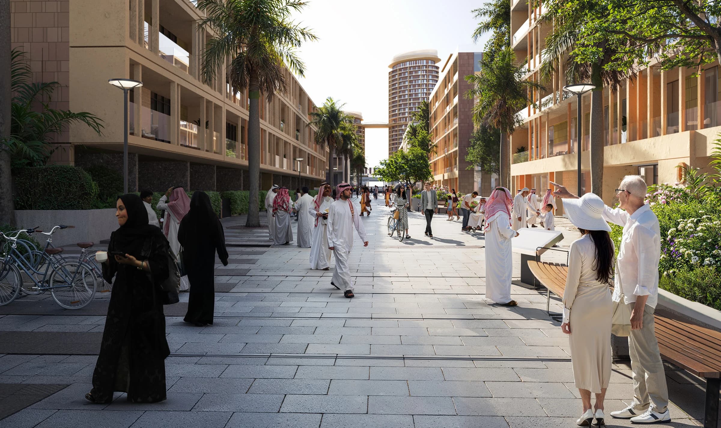 OSUS Eye pedestrian retail boulevard, architectural render from the supplied brochure