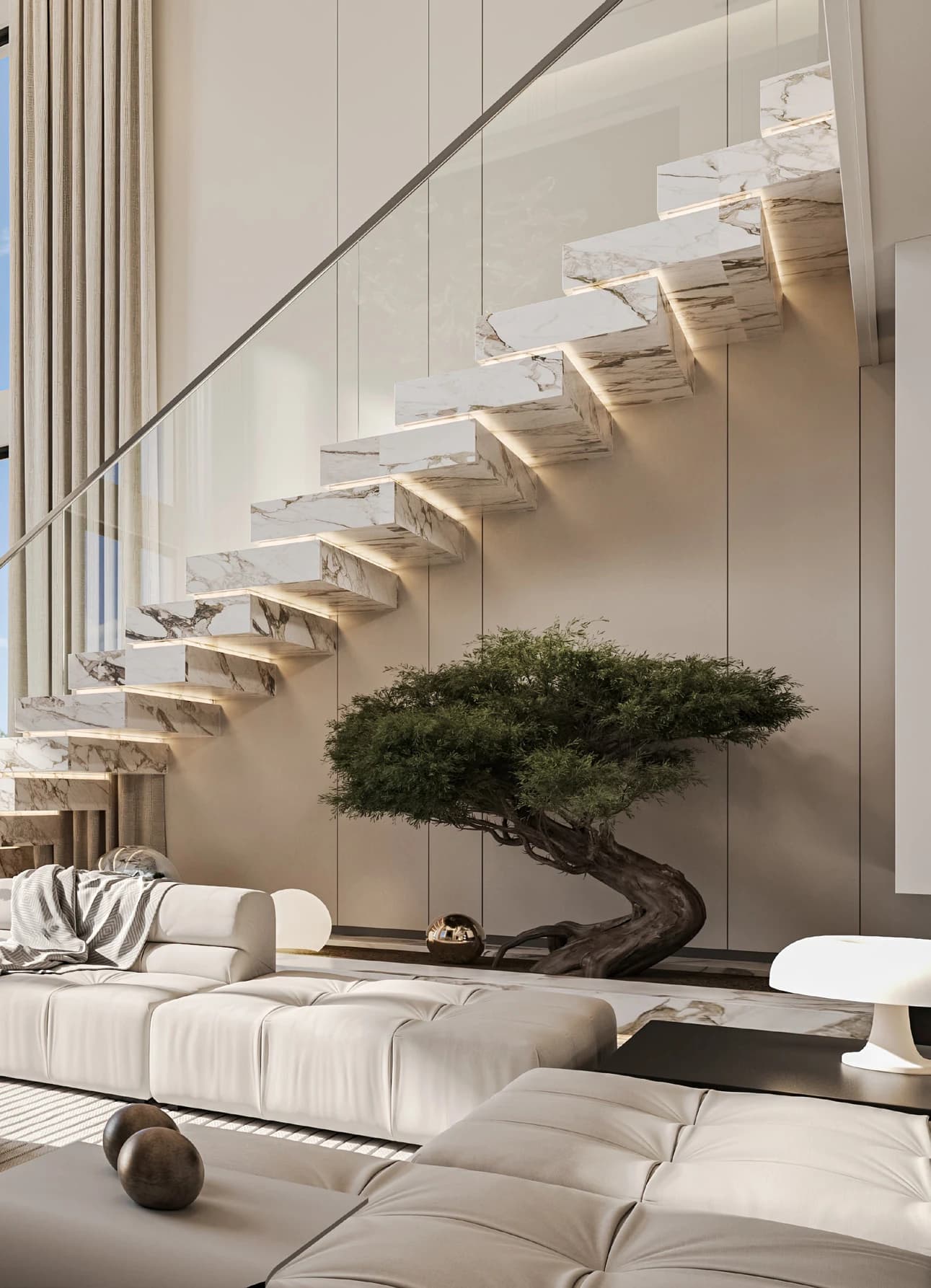 OSUS Eye townhouse living room and staircase, interior image from the supplied brochure