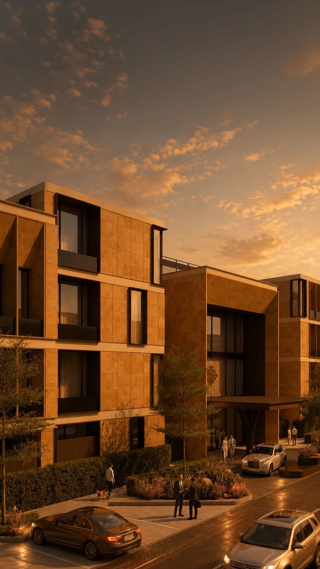 Stone Al Malqa residential exterior, architectural render supplied by Alramz
